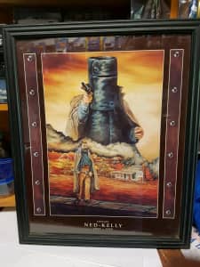 Ned Kelly poster with a nice frame 45.5cm wide x 56cm high frame 