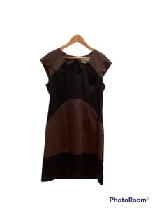 Veronika Maine chocolate brown and black corporate bodycon dress