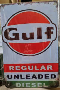 Gulf unleaded tin Sign 