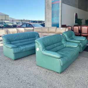 $890 FOR SET Real Leather Turquoise 1s $250, 2s $390, 3s $490 Sofa