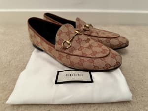 Authentic Gucci Jordaan designer monogram loafers