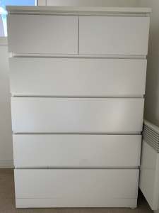 IKEA MALM Chest of 6 drawers white