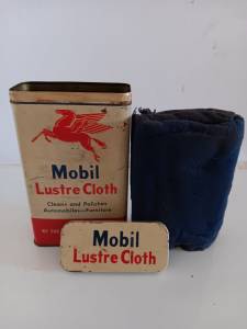 Vintage 1950s Mobil Pegasus Lustre Cloth Tin Can