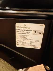 Wheel chair - wellness plus foldable in very good condition