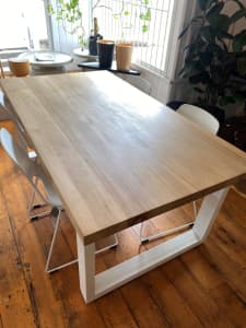 200 cm Reclaimed Elm Timber Slab Dining Table with Metal Base
