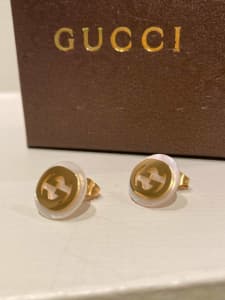 Gucci Style Gold and Mother of Pearl stud earrings