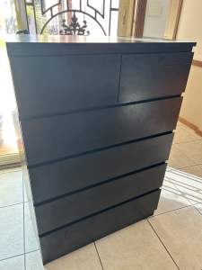 Black tall boy chest of drawers 