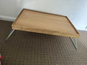 Folding wooden tray