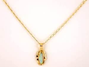 Yellow Gold Necklace w/ Opal Pendant 58cm 4.37G - 014600418627
