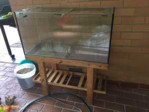 FISH TANK ON STAND WITH MANY EXTRAS