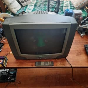 Vintage colour CRT tv 21 inch with remote AV ports front and rear