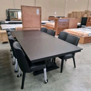 New Blackwood 9 Piece Extension Dining Set with Genuine Leather Chairs