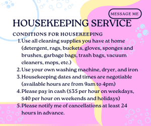 Housekeeping service to help busy moms!