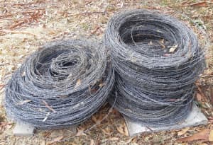 Rolls of barbed wire
