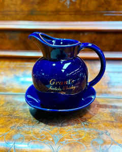 Vintage Cobalt Blue Grant Scotch Whiskey Water Jug & Tray by Wade (UK)