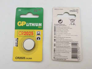 GP Lithium CR2025 3V battery - Expiry JUL 2019