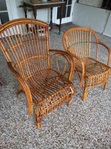 Vintage cane armchairs
