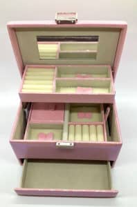 Glittery Pink Jewellery Box, Organiser, Travel Case, Extra Pouch, NEW