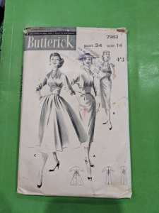1959 Butterick vintage sewing pattern 7982: Empire dress
