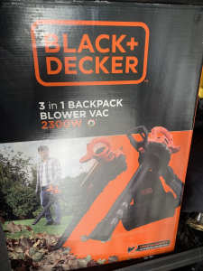Black & Decker Corded 2300W 3 in 1 Blower Vac & Mulch w/ 55L Backpack