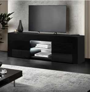 TV UNIT - Artiss 130cm LED TV Entertainment Unit Gloss Furniture Black
