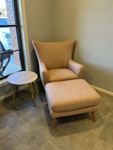 Pink chair and ottoman
