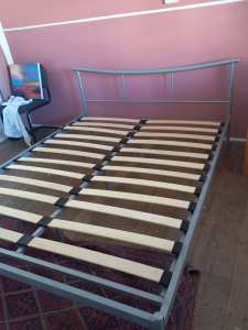 Queen silver metal frame bed base
