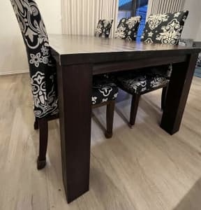 Pure Wooden Dining table with 8 chairs (and covers for 6 chairs)
