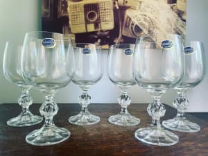 6 x Bohemia Crystal Wine Glasses - Czech Republic