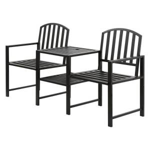 Gardeon Outdoor Garden Bench Seat Loveseat Steel Table Chairs Patio F