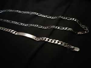 925 silver Figaro necklace and curb link bracelet