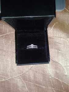 18ct white gold diamonds engagement wedding ring set size S 1/2 Large