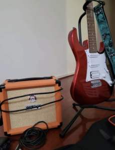 Ibanez electric guitar and orange crush amp