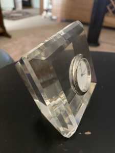 REDUCED..GLASS ROYAL DOULTON TABLE CLOCK… 8 x8 cm