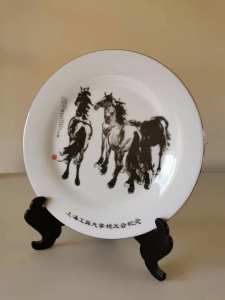 Brand New Chinese Famous Artist Horse Porcelain Plate $49
