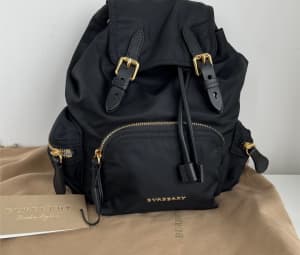 BRAND NEW-Burberry Rucksack Backpack- Black & Gold-Nylon & Leather
