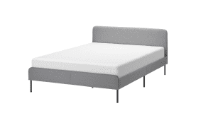 Ikea Queen Size SLATTUM Upholstered bed frame, Knisa light (New)