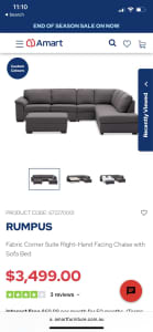 RUMPUS Corner Chaise with Storage Ottoman and Sofa Bed.