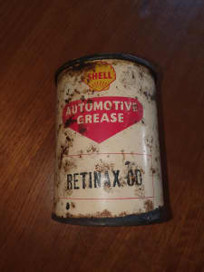 VERY OLD 1LB SHELL RETINAX 00 GREASE TIN - UNUSUAL FORMAT 