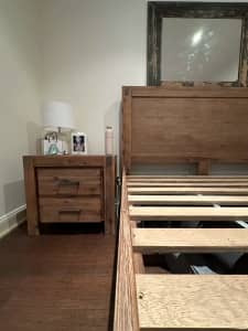 Queen Solid Timber Bed Frame and Matching Side Tables
