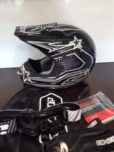 Kids MX Motocross Helmet, Gloves, Goggles Bundle