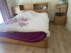 Oak bedframe and bedside tables 4pcs
