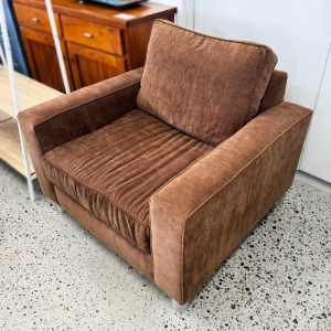 ONLY IN MYAREE! Super Comfy Brown Fabric Armchair SAME DAY DELIVERY