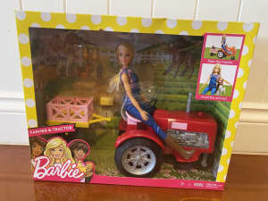 Barbie Farmer & Tractor Set - As New Still Boxed