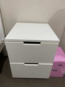 IKEA white 2 drawer bedside table