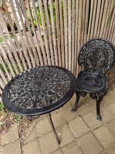 Heavy cast iron table and chair