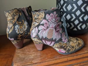 Embroidered leather boots