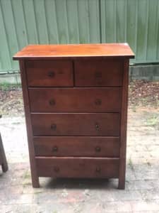 Wardrobe and bedside table stained timber