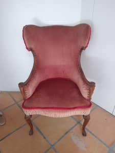Antique Red velvet gentlemans chair STUNNING!!