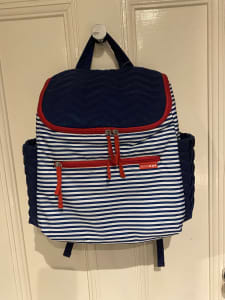 Skip Hop backpack nappy bag. Navy/white stripe/red. BNWT. RRP80.